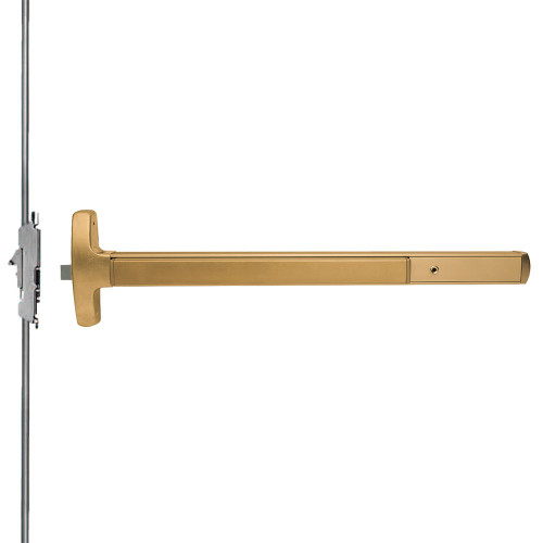 Falcon MEL-24-C-C 3 10 RHR Grade 1 Concealed Vertical Rod Exit Bar Narrow Stile Pushpad 3' Door Width 84 Door Height Cylinder Plate Electric Latch Retraction Hex Key Dogging Satin Bronze Clear Coated Finish Right Hand Reverse