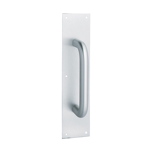 Rockwood 110 X 70C US32D Straight Pull Plate 1 Diameter Pull 8 Center to Center 4 by 16 Plate Satin Stainless Steel Finish 110 X 70C US32D