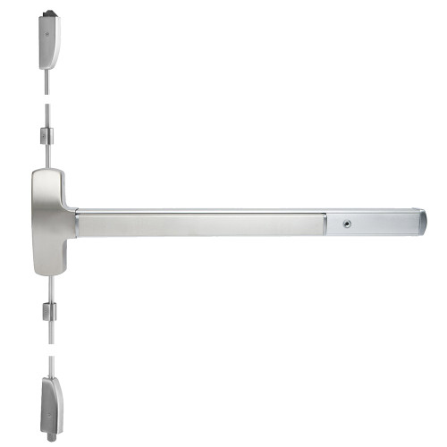 Falcon 25-V-L-DT-S 3 32D RHR 25 Series Exit Device Surface Vertical Rod with Dummy Trim Sutro Lever Design 3 Ft Device Satin Stainless Steel