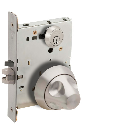 Schlage L9050P SK1 630 C123 Grade 1 Entrance Office Mortise Lock Ligature Resistant Conventional Cylinder C123 Keyway SK1 Knob Satin Stainless Steel Finish Field Reversible