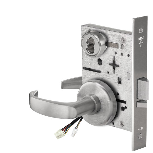 BEST 45HW7DEU14H626RQE Fail Secure 24V Electrified Mortise Lock 14 Lever H Rose Request to Exit Satin Chrome