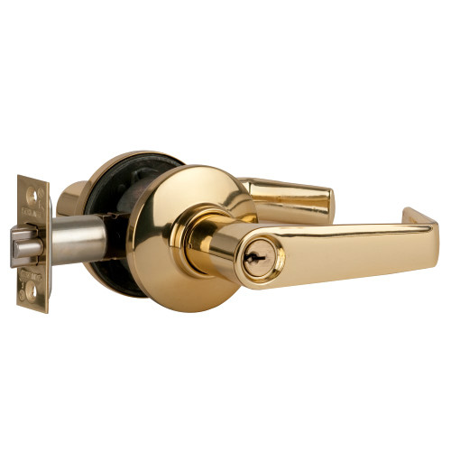 Schlage S80PD SAT 605 Grade 2 Tubular Lock Storeroom Function Key in Lever Cylinder Saturn Lever Bright Brass Finish Non-Handed