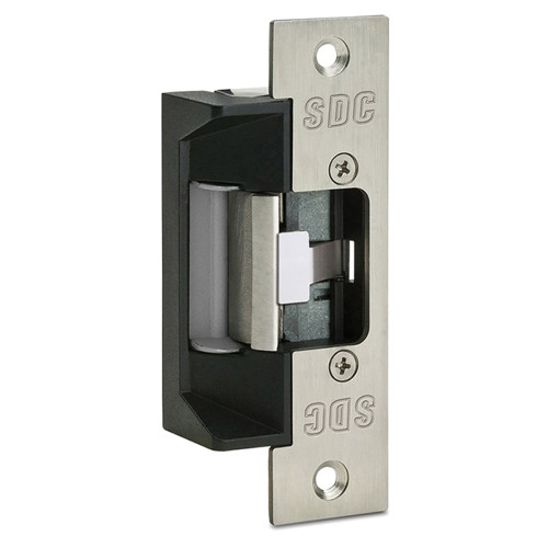 SDC 45-4SU Electric Strike 12/24VAC/DC Latch Bolt Monitor Standard 4875 by 125 Square Corner Faceplate Field Selectable Failsafe/Failseure Satin Stainless Steel