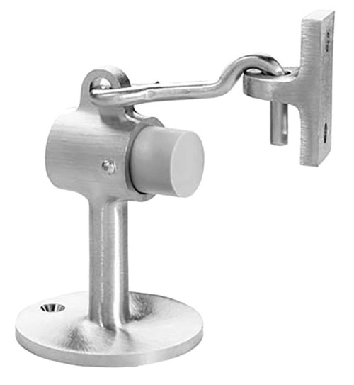 Rockwood 473 US26D Door Stop with Keeper 3-3/4 In Height 2-1/2 In Diameter Base Plastic and Lead Anchor Fasteners Satin Chrome 473 US26D
