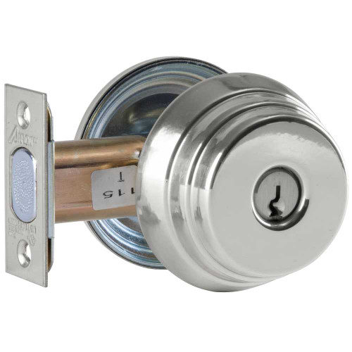 Arrow E61 26 x 26D Grade 2 Single Cylinder Deadlock Conventional Cylinder Bright Chrome x Satin Chrome Finish Field Reversible E61 26 x 26D