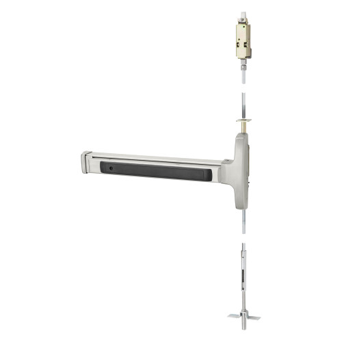 Sargent AD8473E LHR 32D Grade 1 Concealed Vertical Rod Exit Device Narrow Stile Pushpad 32 Device 120 Door Height Device to Accept Electrified Trim Function Hex Key Dogging Satin Stainless Steel Finish Left Hand Reverse