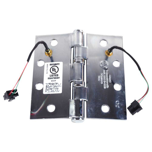 McKinney TA2714 4-1/2X4-1/2 26 QC4 Full Mortise Hinge 5-Knuckle Standard Weight 4-1/2 by 4-1/2 Square Corner 4-Wire ElectroLynx Connector Bright Chrome Finish TA2714 4-1/2X4-1/2 26 QC4