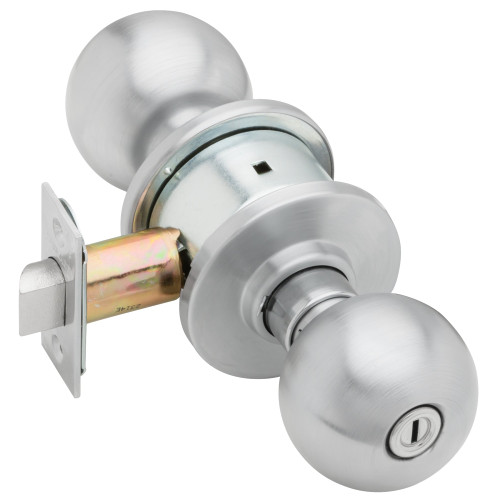 Schlage A40S ORB 626 Grade 2 Privacy Cylindrical Lock Orbit Knob Non-Keyed Satin Chrome Finish Non-handed
