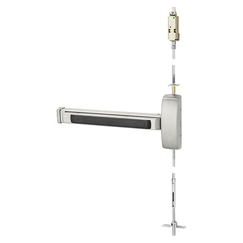 Sargent 16-AD8674E RHR 32D Grade 1 Concealed Vertical Rod Exit Device Wide Stile Pushpad 32 Device 120 Door Height Device to Accept Electrified Trim Function Cylinder Dogging Cylinder Included Satin Stainless Steel Finish Right Hand Reverse