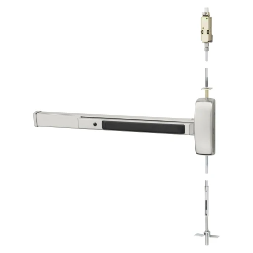 Sargent WD8606F ETA LHR 32D Grade 1 Concealed Vertical Rod Exit Bar Wide Stile Pushpad 36 Device 120 Door Height Storeroom Function A Lever with Escutcheon Hex Key Dogging Satin Stainless Steel Finish Left Hand Reverse WD8606F ETA LHR 32D