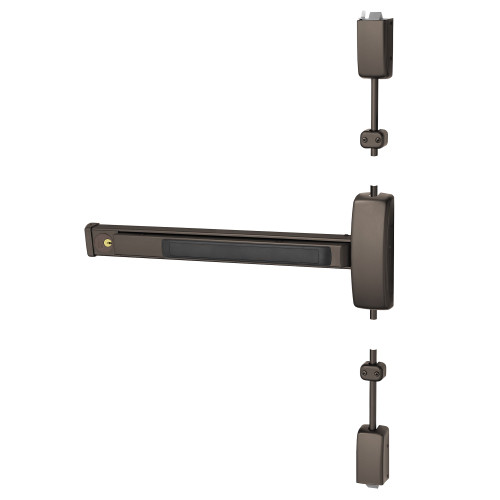 Sargent 16-8740E ETF LHR 10BE Grade 1 Surface Vertical Rod Exit Device Wide Stile Pushpad 32 Device 120 Door Height Dummy Function F Freewheeling/Vandal Resistant Lever Cylinder Dogging Cylinder Included Dark Oxidized Bronze Finish Left Hand Reverse 16-8740E ETF LHR 10BE