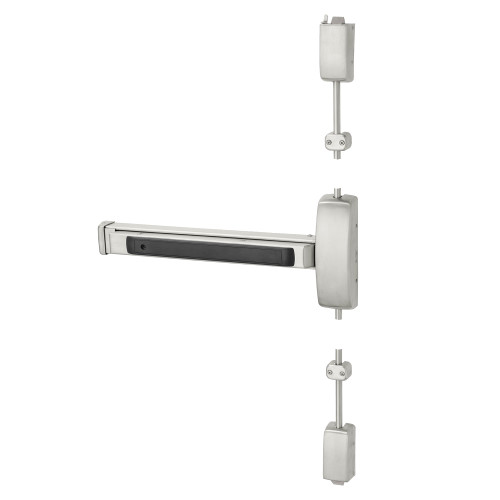 Sargent 8715E ETA RHR 32D Grade 1 Surface Vertical Rod Exit Device Wide Stile Pushpad 32 Device 120 Door Height Passage Function A Lever with Escutcheon Hex Key Dogging Satin Stainless Steel Finish Right Hand Reverse 8715E ETA RHR 32D