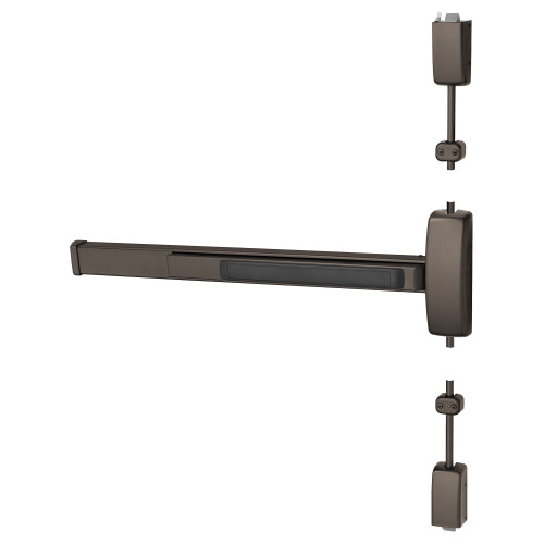 Sargent 56-8713F ETB LHR 10BE Grade 1 Surface Vertical Rod Exit Device Wide Stile Pushpad 36 Device 120 Door Height Classroom Function B Lever with Escutcheon Electric Latch Retraction Less Dogging Dark Oxidized Bronze Finish Left Hand Reverse