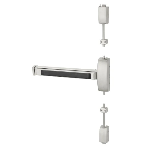 Sargent 56-8710E ETP RHR 32D Grade 1 Surface Vertical Rod Exit Device Wide Stile Pushpad 32 Device 120 Door Height Dummy Function P Lever with Escutcheon Electric Latch Retraction Less Dogging Satin Stainless Steel Finish Right Hand Reverse 56-8710E ETP RHR 32D