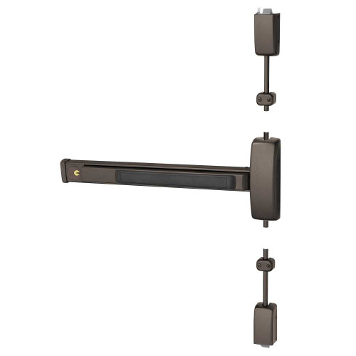 Sargent 16-8706E ETF LHR 10BE Grade 1 Surface Vertical Rod Exit Device Wide Stile Pushpad 32 Device 120 Door Height Storeroom Function F Lever with Escutcheon Cylinder Dogging Cylinder Included Dark Oxidized Bronze Finish Left Hand Reverse 16-8706E ETF LHR 10BE