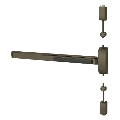 Sargent 12-8743J ETJ LHR 10BE Grade 1 Surface Vertical Rod Exit Device Wide Stile Pushpad 42 Fire-Rated Device 96 Door Height Classroom Function J Freewheeling/Vandal Resistant Lever Less Dogging Dark Oxidized Bronze Finish Left Hand Reverse 12-8743J ETJ LHR 10BE