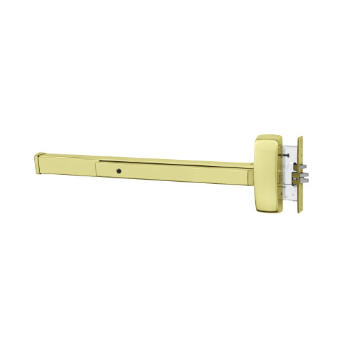 Sargent 1943-8910J LHR 3 Grade 1 Mortise Exit Bar Wide Stile Pushpad 42 Device Exit Only Flush End Cap Hex Key Dogging Less Lexan Push Pad Touchbar Bright Brass Finish Left Hand Reverse