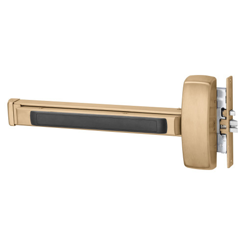 Sargent 1256-8910E LHR 10 Grade 1 Mortise Exit Bar Wide Stile Pushpad 32 Fire-Rated Device Exit Only Electric Latch Retraction Less Dogging Satin Bronze Clear Coated Finish Left Hand Reverse