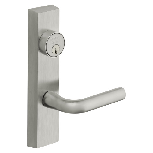 Sargent 713-6 ETW RHRB 26D Grade 1 Exit Device Trim Classroom Function Key Outside Unlocks/Locks Trim For LP8600 LR8600 and LS8600 Series Devices 1-1/8 In Mortise Cylinder W Lever RHR Satin Chrome