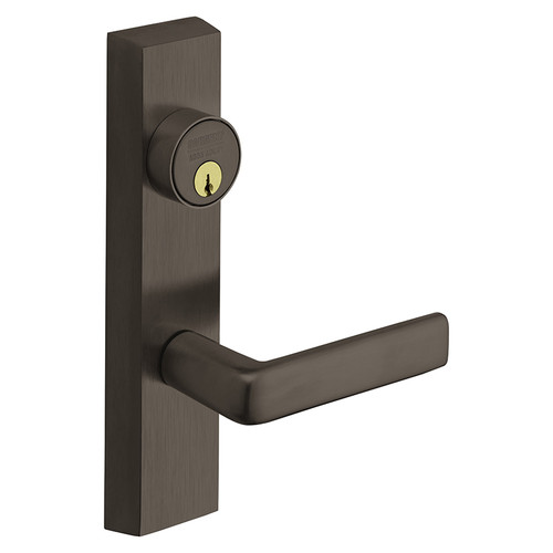 Sargent 713 ETE RHRB 10B Grade 1 Exit Device Trim Classroom Function Key Outside Unlocks/Locks Trim For Surface Vertical Rod and Mortise 8700 8900 Series Devices 1-1/8 In Mortise Cylinder E Lever RHR Dark Oxidized Satin Bronze Oil Rubbed