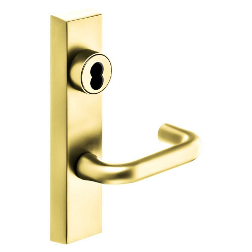 Sargent 70-713-6 ETJ LHRB 3 Grade 1 Exit Device Trim Classroom Function Key Outside Unlocks/Locks Trim For LP8600 LR8600 and LS8600 Series Devices SFIC Prep Less Core J Lever LHR Bright Brass 70-713-6 ETJ LHRB 3