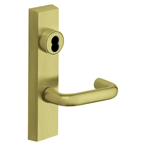 Sargent 70-713-6 ETJ LHRB 4 Grade 1 Exit Device Trim Classroom Function Key Outside Unlocks/Locks Trim For LP8600 LR8600 and LS8600 Series Devices SFIC Prep Less Core J Lever LHR Satin Brass