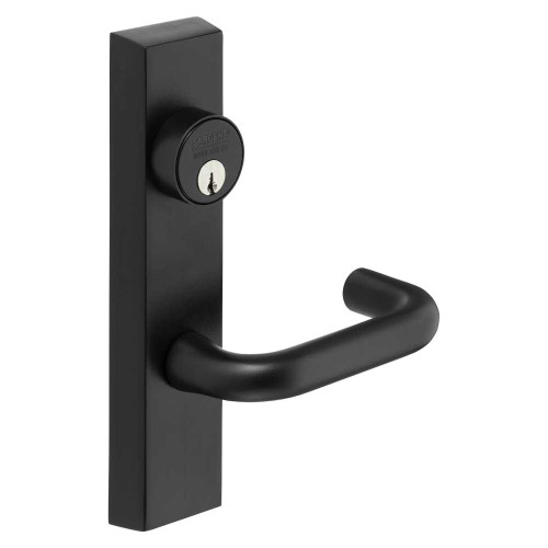 Sargent 706-8 ETJ RHRB BSP Grade 1 Exit Device Trim Storeroom Function Key Unlocks Trim Trim Retracts Latch/Trim Relocks when Key is Removed For Rim 8800 and NB8700 Series Devices 1-1/8 In Mortise Cylinder J Lever RHR Black Suede Powder Coat 706-8 ETJ RHRB BSP