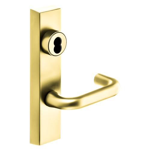 Sargent 70-706-8 ETJ RHRB 3 Grade 1 Exit Device Trim Storeroom Function Key Unlocks Trim Trim Retracts Latch/Trim Relocks when Key is Removed For Rim 8800 and NB8700 Series Devices SFIC Prep Less Core J Lever RHR Bright Brass