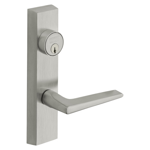Sargent 746-8 ETF LHRB 26D Grade 1 Exit Device Trim Storeroom Function Freewheeling Trim Key Unlocks Trim Trim Retracts Latch Trim Relocks when Key is Removed For Rim 8800 and NB8700 Series Devices 1-1/8 In Mortise Cylinder F Lever LHR Satin Chrome