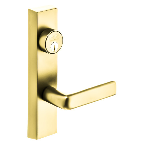 Sargent 746-8 ETE LHRB 3 Grade 1 Exit Device Trim Storeroom Function Freewheeling Trim Key Unlocks Trim Trim Retracts Latch Trim Relocks when Key is Removed For Rim 8800 and NB8700 Series Devices 1-1/8 In Mortise Cylinder E Lever LHR Bright Brass