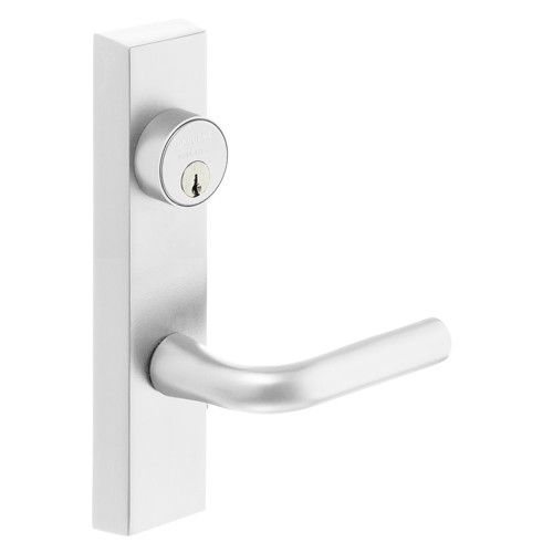 Sargent 743 ETW LHRB WSP Grade 1 Exit Device Trim Classroom Function Freewheeling Trim Key Outside Unlocks/Locks Trim For Surface Vertical Rod and Mortise 8700 8900 Series Devices 1-1/8 In Mortise Cylinder W Lever LHR White Suede Powder Coat 743 ETW LHRB WSP