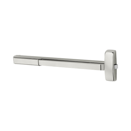 Sargent 125556-PE8810F 32 Grade 1 Fire Rated Rim Exit Device Wide Stile Pushpad 36 Device Dummy Function For Wood Metal and Aluminum Doors Less Dogging Electric Latch Retraction Request to Exit Bright Stainless Steel Finish 125556-PE8810F 32