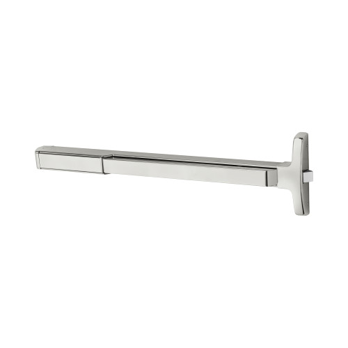 Sargent 125556-PE8510F 32 Grade 1 Fire Rated Rim Exit Device Narrow Stile Pushpad 36 Device Dummy Function For Wood Metal and Aluminum Doors Less Dogging Electric Latch Retraction Request to Exit Bright Stainless Steel Finish 125556-PE8510F 32