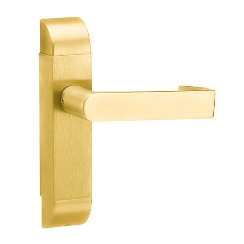 Adams Rite 4600-01-512-03 Grade 1 Passage Mortise Trim Pack Only Non-Keyed Curved Lever Escutcheon 1-3/4 - 2 Door Thickness Bright Brass Finish Left Hand/Left Hand Reverse Field Reversible