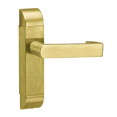 Adams Rite 4600-01-512-04 Grade 1 Passage Mortise Trim Pack Only Non-Keyed Curved Lever Escutcheon 1-3/4 - 2 Door Thickness Satin Brass Finish Left Hand/Left Hand Reverse Field Reversible 4600-01-512-04