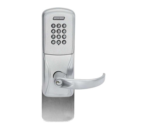 Schlage Electronics AD200993S70KPSPA626BRR AD-200 Standalone Electronic Lock Surface Vertical Rod Exit Trim Classroom Function Keypad Spartan Style Lever SFIC Prep Satin Chrome AD200993S70KPSPA626BRR