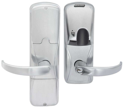 Schlage Electronics AD200993M70MGSPA643EBRR AD-200 Standalone Electronic Lock Mortise Exit Trim Classroom Function Magnetic Stripe Reader Insertion Spartan Style Lever SFIC Prep Aged Bronze AD200993M70MGSPA643EBRR