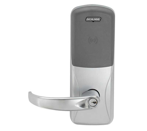 Schlage Electronics CO200993R70PRSPA606JRR CO-200 Standalone Electronic Lock Rim/Concealed Exit Device Trim Classroom Function Proximity Reader Spartan Style Lever FSIC Prep Satin Brass CO200993R70PRSPA606JRR