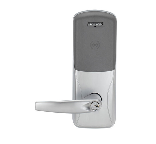 Schlage Electronics CO200993S70PRATH643EPRR CO-200 Standalone Electronic Lock Surface Vertical Rod Exit Device Trim Classroom Function Proximity Reader Athens Style Lever With Schlage Standard Cylinder Aged Bronze