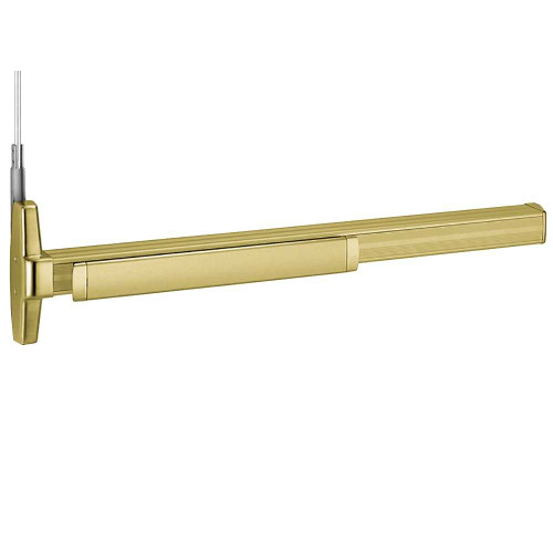 Von Duprin QEL3347AEO 3 US4 LBR Grade 1 Concealed Vertical Rod Exit Device Narrow Stile Pushpad Exit Only Less Trim 36 Less Dogging Electric Latch Retraction Less Bottom Rod Satin Brass Finish Non-Handed QEL3347AEO 3 US4 LBR