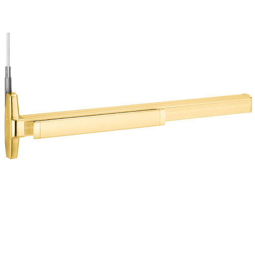 Von Duprin RXEL3347AEO-F 4 US3 LBR Grade 1 Concealed Vertical Rod Exit Device Narrow Stile Pushpad Exit Only Less Trim 48 Less Dogging Electric Latch Retraction Request to Exit Less Bottom Rod Bright Brass Finish Non-Handed