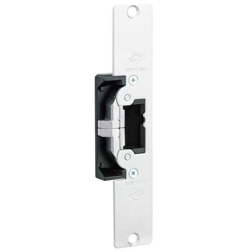 Adams Rite 7410M628 Electric Strike Field Selectable Fail Safe/Fail Secure For Aluminum Hollow Metal or Wood Applications 7-15/16 In X 1-7/16 In Flat Faceplate with Radius Corners 12 16 24 VAC/DC Monitored Satin Aluminum Clear Anodized