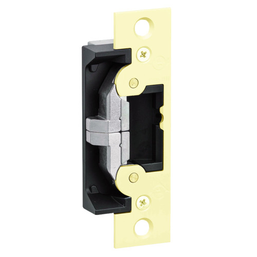 Adams Rite 7440-605 Electric Strike Field Selectable Fail Safe/Fail Secure For Aluminum Hollow Metal or Wood Applications 4-7/8 x 1-1/4 Flat Faceplate with Square Corners 12 16 24 VAC/DC Bright Brass