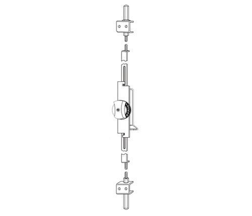 Adams Rite MS1880-03-119 Two-Point Flush Bolt HourGlass Shaped Turn 39-1/16 to 43 Cylinder Height Satin Black Ritecoat Paint Finish MS1880-03-119