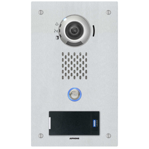 Aiphone AX-DVF-P Flush Mount Video Door w/HID ProxPoint Plus Card Reader Vandal and Weather Resistant Fixed Camera Stainless Steel Faceplate