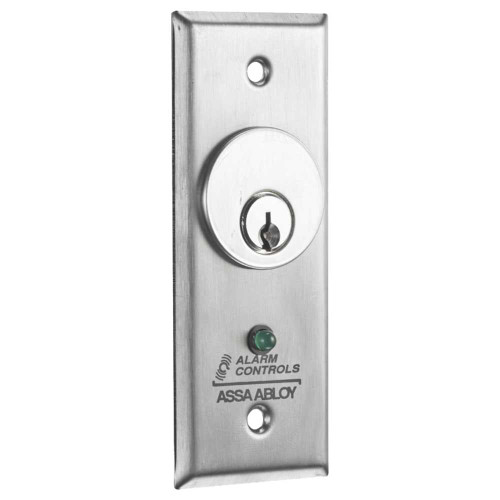 Alarm Controls MCK-2 Keyswitch Narrow Stile SPDT Momentary Green LED Satin Stainless Steel MCK-2
