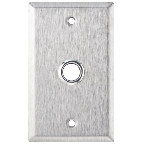 Alarm Controls RP-100 Remote Station Plate 5/8 Dia Hole NO Pushbutton Single Gang Satin Stainless Steel