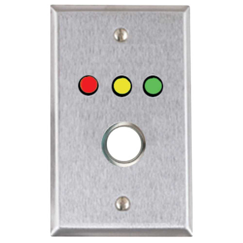 Alarm Controls RP-35 Remote Station Plate Red Yellow Green LEDs Single Gang Satin Stainless Steel RP-35