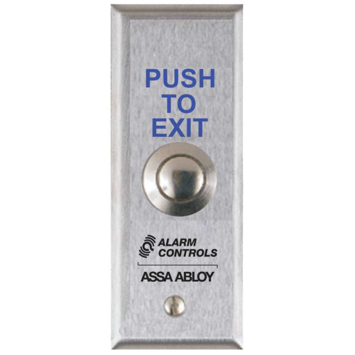 Alarm Controls TS-13 3/4 Dia Metal Button PUSH TO EXIT DPDT Momentary Narrow Plate Satin Stainless Steel TS-13