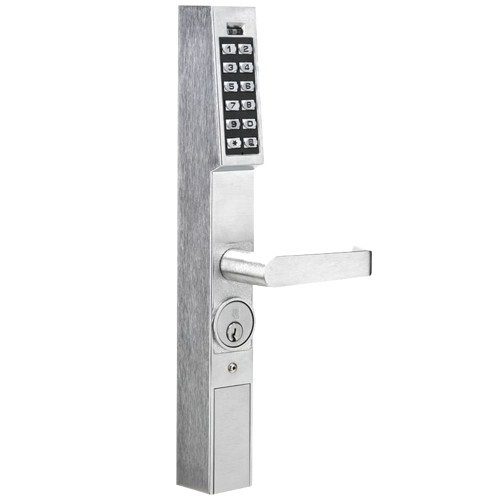 Alarm Lock DL1200ET/26D Pushbutton Exit Trim 100 Users Straight Lever Tailpiece not Included TP-1691/1693/1694 Required Satin Chrome Finish